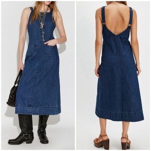 NWT Free People Dex Denim Midi Dress - clean rinse blue - Small, Medium, Large